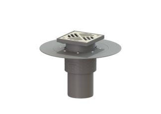 Σιφώνι Practicus, με Κολητή φλάντζα στεγάνωσης και κατακόρυφη έξοδο Φ110, με σχάρα σχισμών 150x150 mm, K3