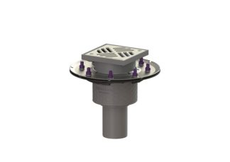 Σιφώνι Practicus, με κατακόρυφη έξοδο Φ75, με πρεσαριστή φλάντζα στεγάνωσης, με σχάρα σχισμών 150x150 mm, K3