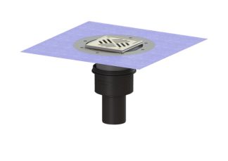 Σιφώνι Ecoguss,  με κατακόρυφη έξοδο Φ83, με σχάρα σχισμών 150x150 mm, K3 με φλάντζα στεγάνωσης