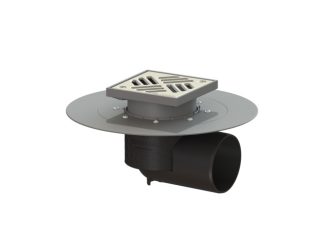 Σιφώνι Ecoguss, με κολλητή φλάντζα στεγάνωσης με πλάγια έξοδο Φ110, με σχάρα σχισμών 150x150 mm, K3