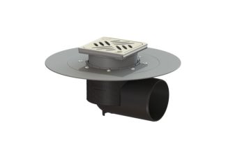 Σιφώνι Ecoguss, με κολλητή φλάντζα στεγάνωσης με πλάγια έξοδο Φ110, με σχάρα σχισμών 132X132 mm, L15