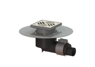 Σιφώνι Ecoguss, με κολλητή φλάντζα στεγάνωσης με πλάγια έξοδο Φ58, με σχάρα σχισμών 150x150 mm, K3