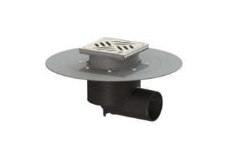 Σιφώνι Ecoguss, με κολλητή φλάντζα στεγάνωσης με πλάγια έξοδο Φ78, με σχάρα σχισμών 132X132 mm, L15