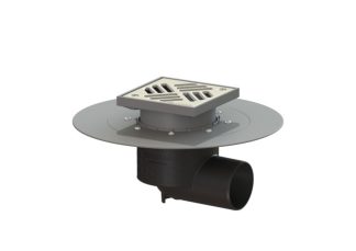 Σιφώνι Ecoguss, με κολλητή φλάντζα στεγάνωσης με πλάγια έξοδο Φ83, με σχάρα σχισμών 150x150 mm, K3