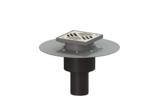 Σιφώνι Ecoguss, με κολλητή φλάντζα στεγάνωσης με κατακόρυφη έξοδο Φ78, με σχάρα σχισμών 150x150 mm, K3