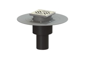 Σιφώνι Ecoguss, με κολλητή φλάντζα στεγάνωσης με κατακόρυφη έξοδο Φ83, με σχάρα σχισμών 132X132 mm, L15