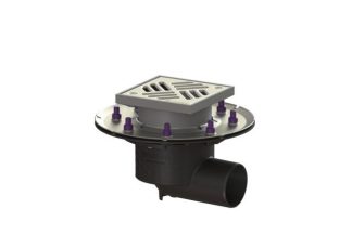 Σιφώνι Ecoguss, με πρεσαριστή φλάντζα στεγάνωσης με πλάγια έξοδο Φ78, με σχάρα σχισμών 150x150 mm, K3