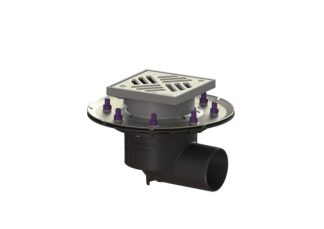 Σιφώνι Ecoguss, με πρεσαριστή φλάντζα στεγάνωσης με πλάγια έξοδο Φ83, με σχάρα σχισμών 150x150 mm, K3