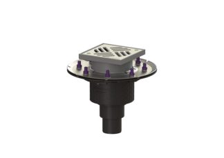 Σιφώνι Ecoguss, με πρεσαριστή φλάντζα στεγάνωσης με κατακόρυφη έξοδο Φ58, με σχάρα σχισμών 150x150 mm, K3