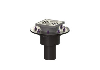 Σιφώνι Ecoguss, με πρεσαριστή φλάντζα στεγάνωσης με κατακόρυφη έξοδο Φ83, με σχάρα σχισμών 150x150 mm, K3