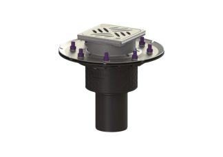 Σιφώνι Ecoguss, με πρεσαριστή φλάντζα στεγάνωσης με κατακόρυφη έξοδο Φ83, με σχάρα σχισμών 132X132 mm, L15